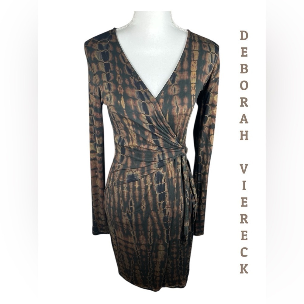 Deborah Viereck | Black and Brown Watercolor Waist Tie Dress